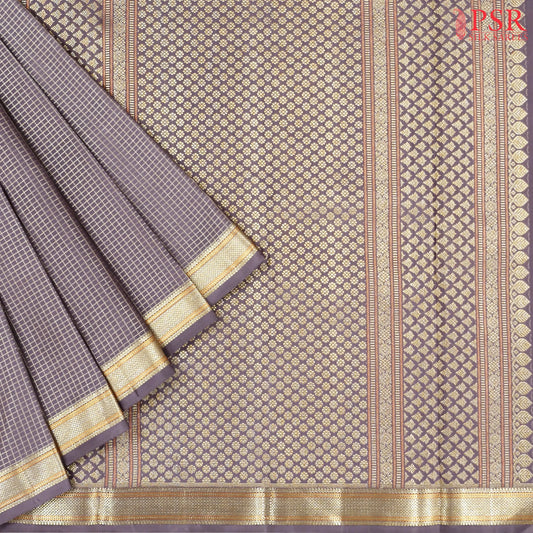 Mauve Grey & Pastel Green Kanchipuram Half & Half Silk Saree