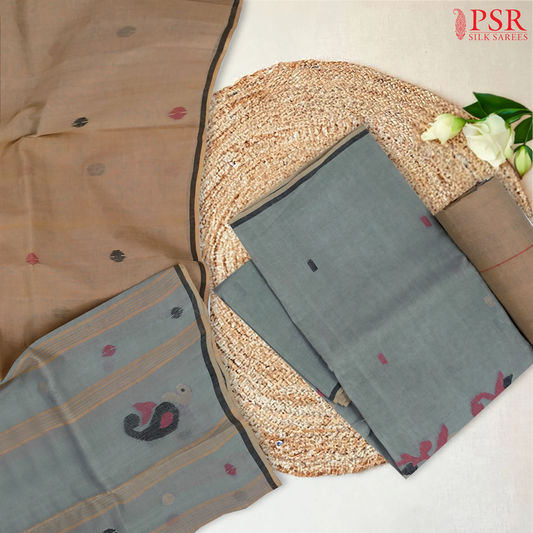 Grey Bengal Cotton Dress Material