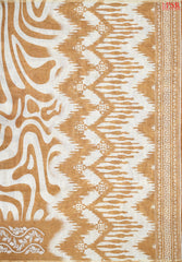 Beige & Buff Orange Linen Tissue Embroidery Saree