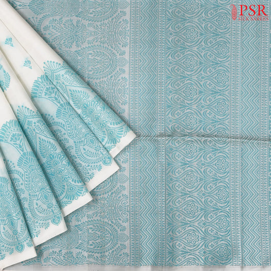 Dove White Soft Silk Saree