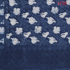 Prussian Blue Hacoba Embroidery Running Material