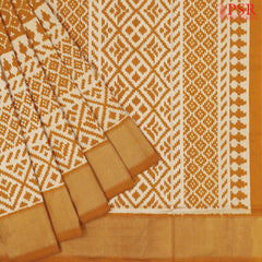 Dark Mustard Orange Pochampally Silk Ikat Saree