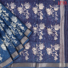 Dark Blue Chanderi Silk Cotton Saree