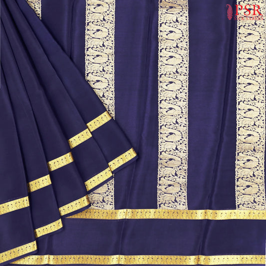 Dark Blue Mysore Silk Saree