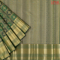 Dark & Bottle Green Kanchipuram Jacquard Silk Saree