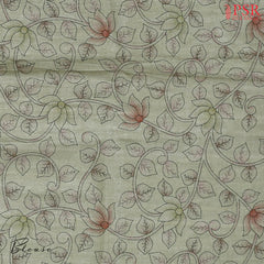 Beige Tissue Linen Embroidery Saree