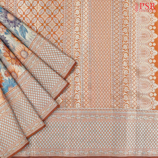 Golden Beige Kanchipuram Jacquard Tissue Silk Saree
