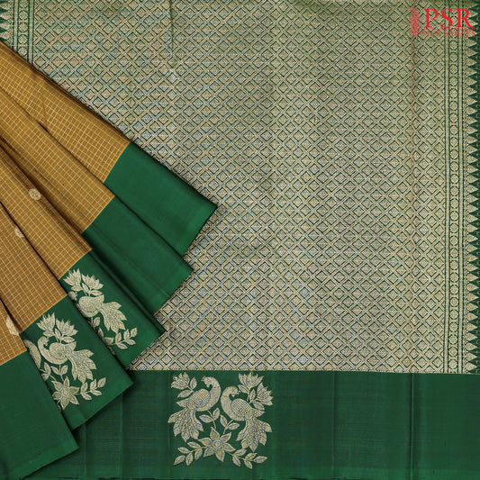 Mustard Brown Kanchipuram Silk Saree