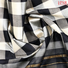 Beige & Black Cotton Silk Saree