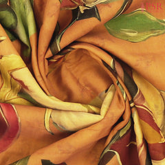 Khavi Orange Printed Cotton Saree