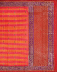Red & Orange Banaras Jute Silk Saree