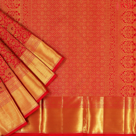Red Kanchipuram Jacquard Silk Saree