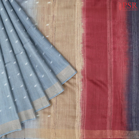 Steel Blue Munga Silk Saree