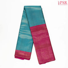 Cerulean Blue Kanchipuram Jacquard Silk Saree