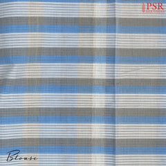 White & Blue Mangalagiri Cotton Saree