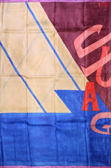 Dark Burgundy & Multicolor Kadhi Tussar Silk Saree