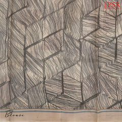 Floral White & Vintage Peach Chiniya Silk Saree