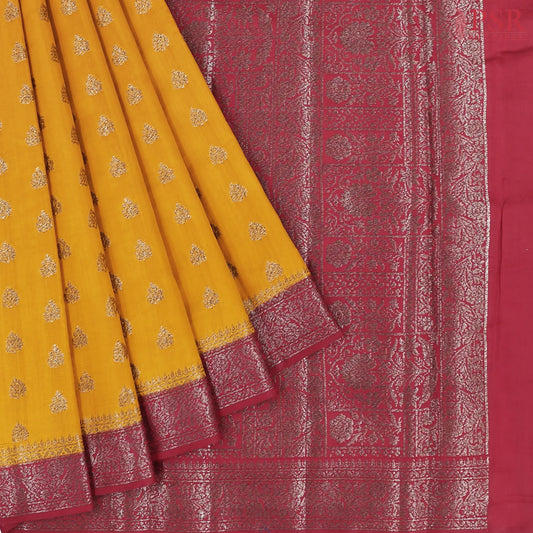 Mustard Yellow Chiniya Silk Saree