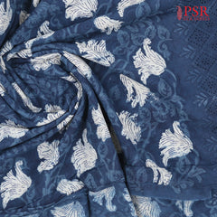 Prussian Blue Hacoba Embroidery Running Material