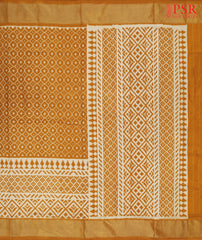 Dark Mustard Orange Pochampally Silk Ikat Saree