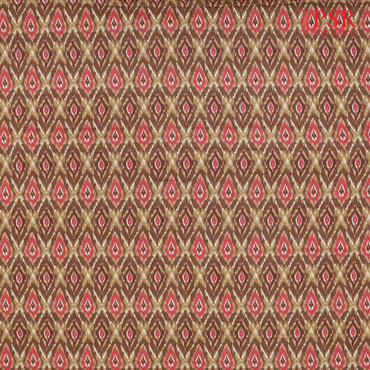Mustard Brown Semi Tassar Ikkat Print Running Material