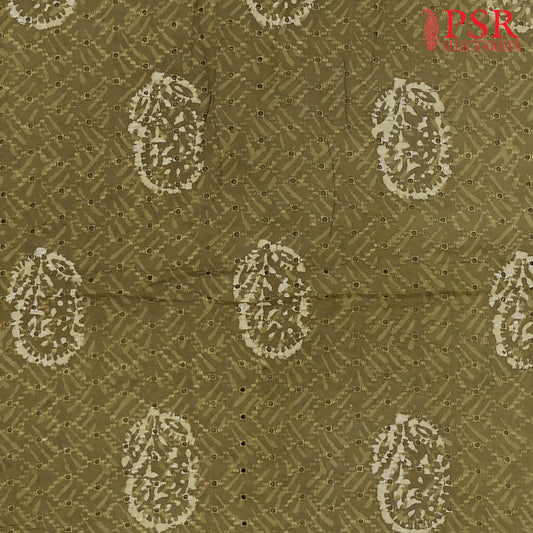 Dark Olive Hacoba Embroidery Running Material