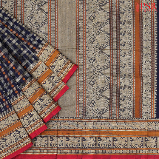 Midnight Blue Kalakshetra Kovai Cotton Saree
