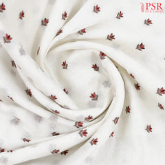 Floral White Linen Saree