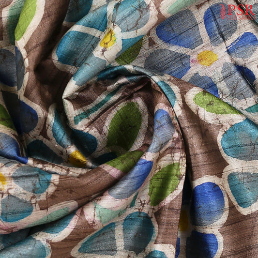 Dark Taupe Grey Ghicha Kadhi Tussar Silk Saree