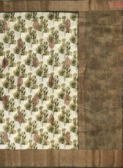 Cream Beige Bamboo Silk Sarees