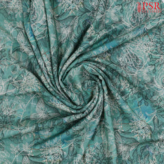 Teal Green Linen Print Running Material