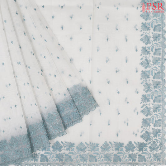 Off White Organza Embroidery Saree