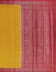 Mustard Yellow Chiniya Silk Saree