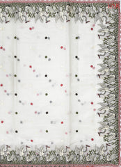 Pearl White Organza Embroidery Saree
