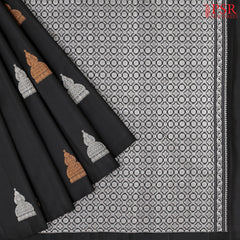 Dark Onion Pink & Black Kanchipuram Half & Half Silk Saree