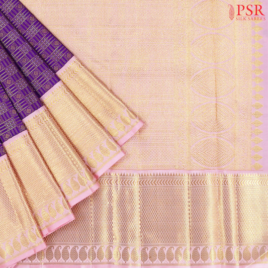 Violet Kanchipuram Jacquard Silk Saree