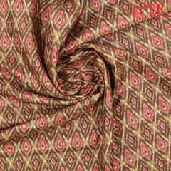 Mustard Brown Semi Tassar Ikkat Print Running Material