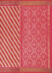 Pink & Orange Pochampally Jute Silk Saree