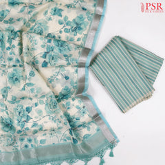 Light Turquoise Kota Silk Cotton Dress Material