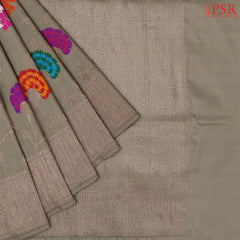 Fossil Grey Banaras Katan Silk Saree