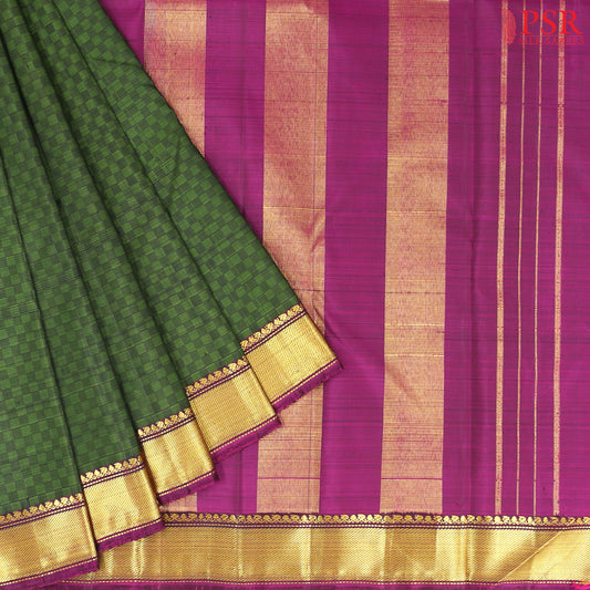 Dark Moss Green Kanchipuram Silk Saree