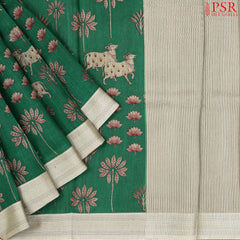 Dark Spring Green Munga Silk Saree