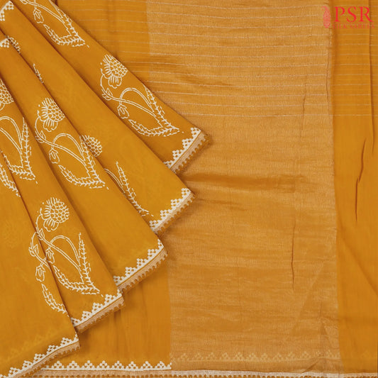 Mustard Yellow Silk Cotton Saree