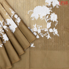 Light Khaki Semi Tussar Saree