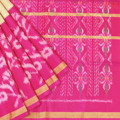 Tussar Beige Pochampally Soft Silk Saree