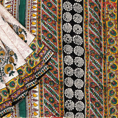 Beige Kalamkari Silk Saree