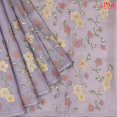 Light Wisteria Organza Embroidery Saree