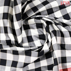 Off White & Black Kanchipuram Silk Saree