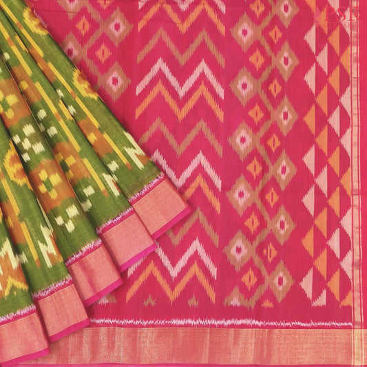 Citrus Green Patola Silk Cotton Saree