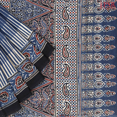 Dark Blue Jaipur Cotton Printed Saree